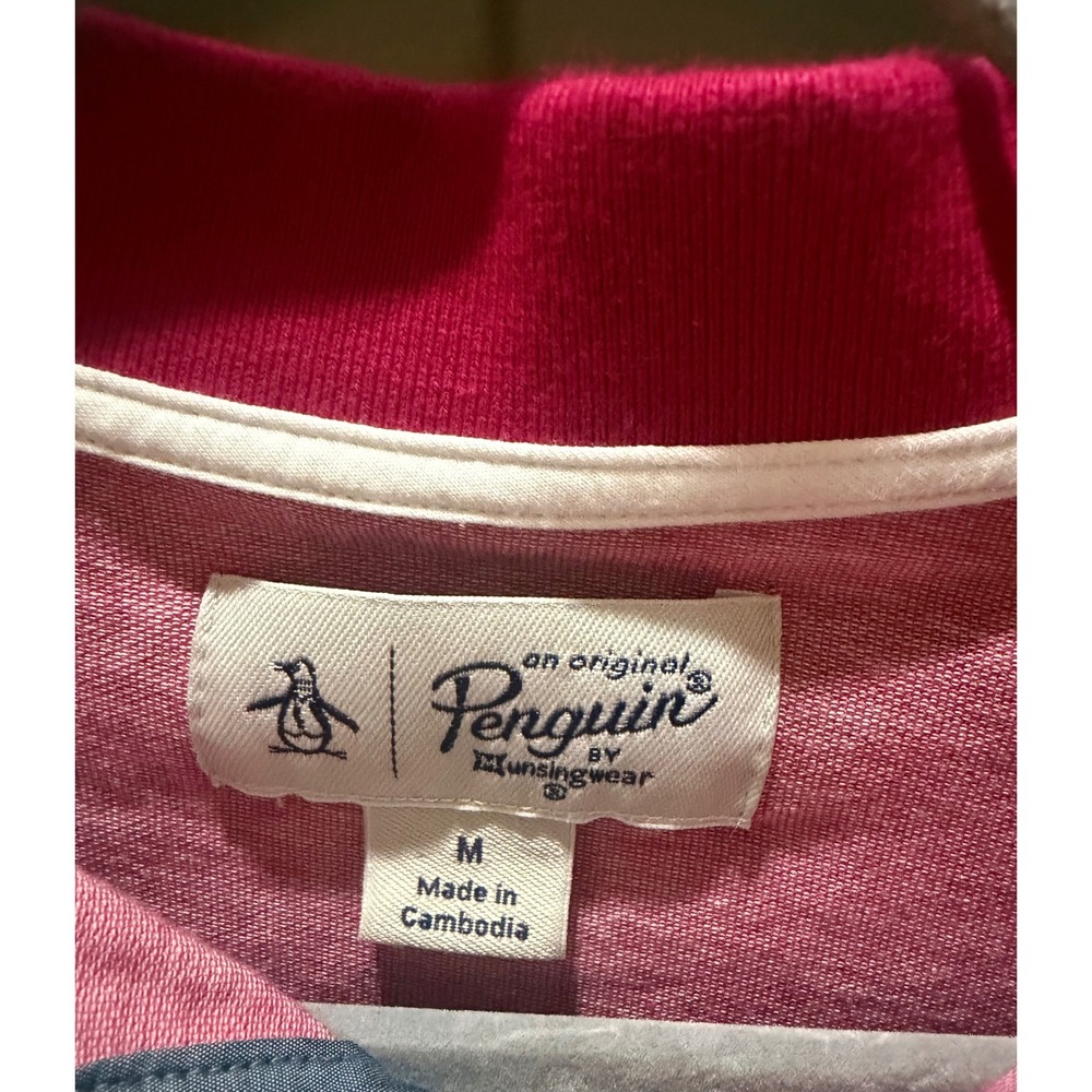 Original Penguin Mens Pink Heathered Short Sleeve Polo Shirt Munsingwear Size M - Picture 3 of 6